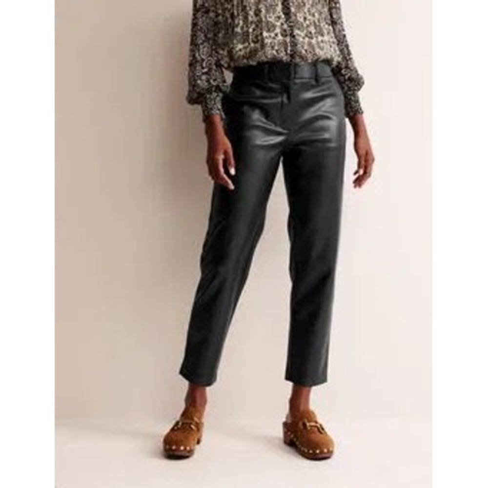 New Boden Faux Leather Tapered Leg Pants Womens Size 20-22 High Rise Cropped NWT